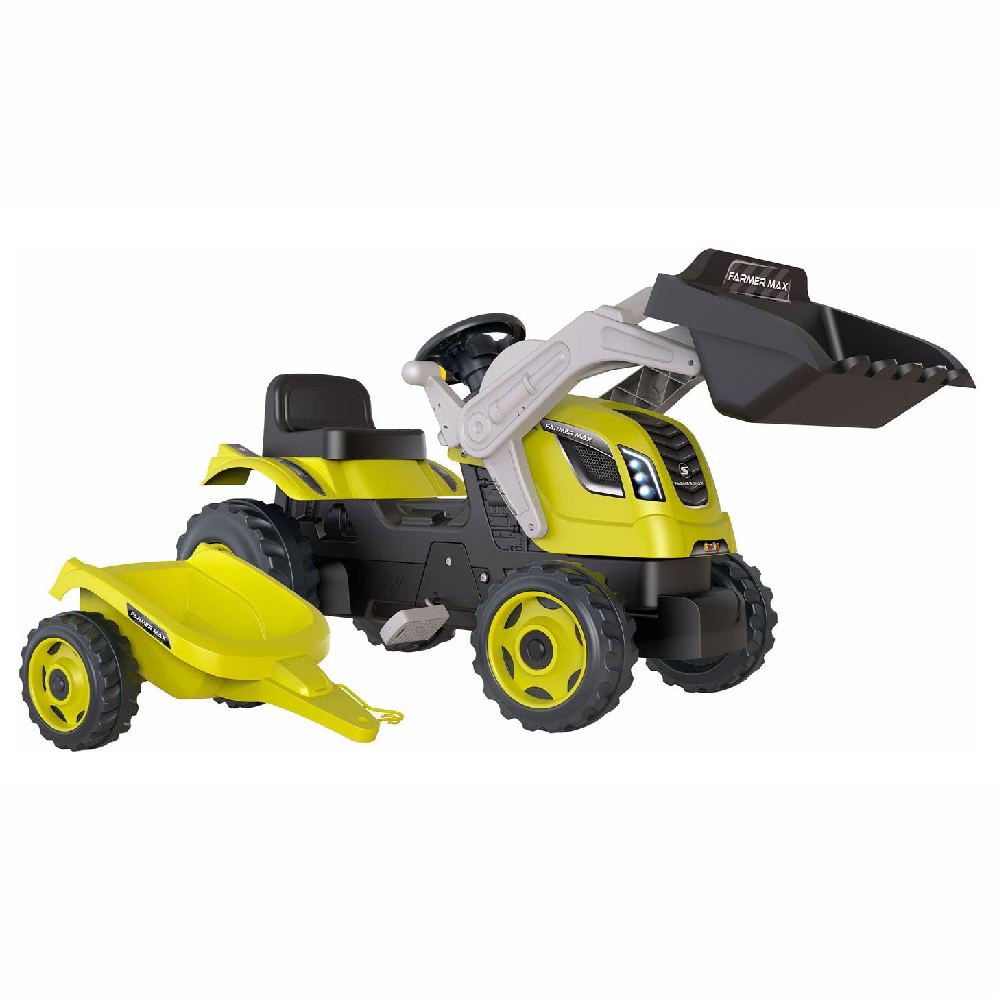 Smoby Boer Max Traptractor met Trailer Groen