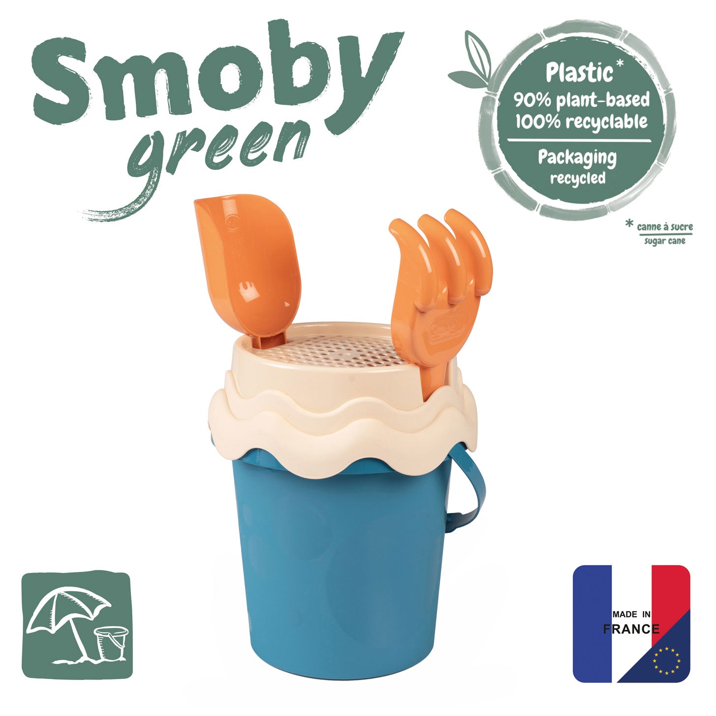 Smoby Groene Strandset Blauw, 3dlg.