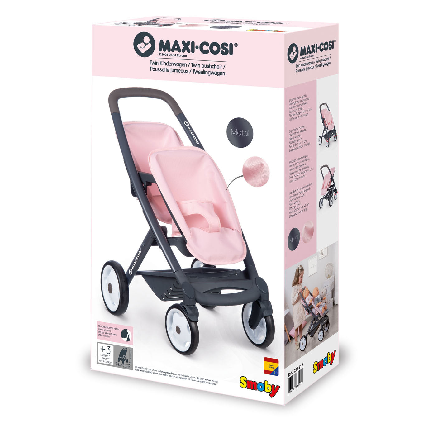 Smoby Maxi-Cosi Poppenwagen voor 2 poppen