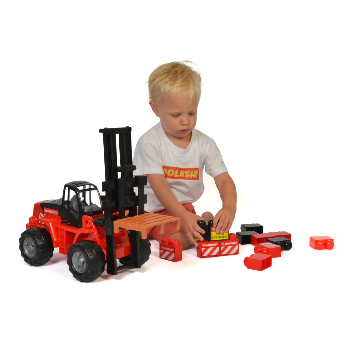 Mammoet speelgoed mammoet heftruck met bouwblokken