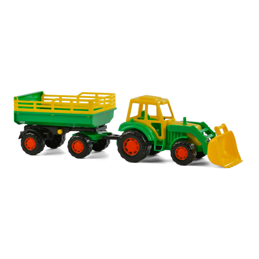 Cavallino tractor met voorlader en aanhanger groen