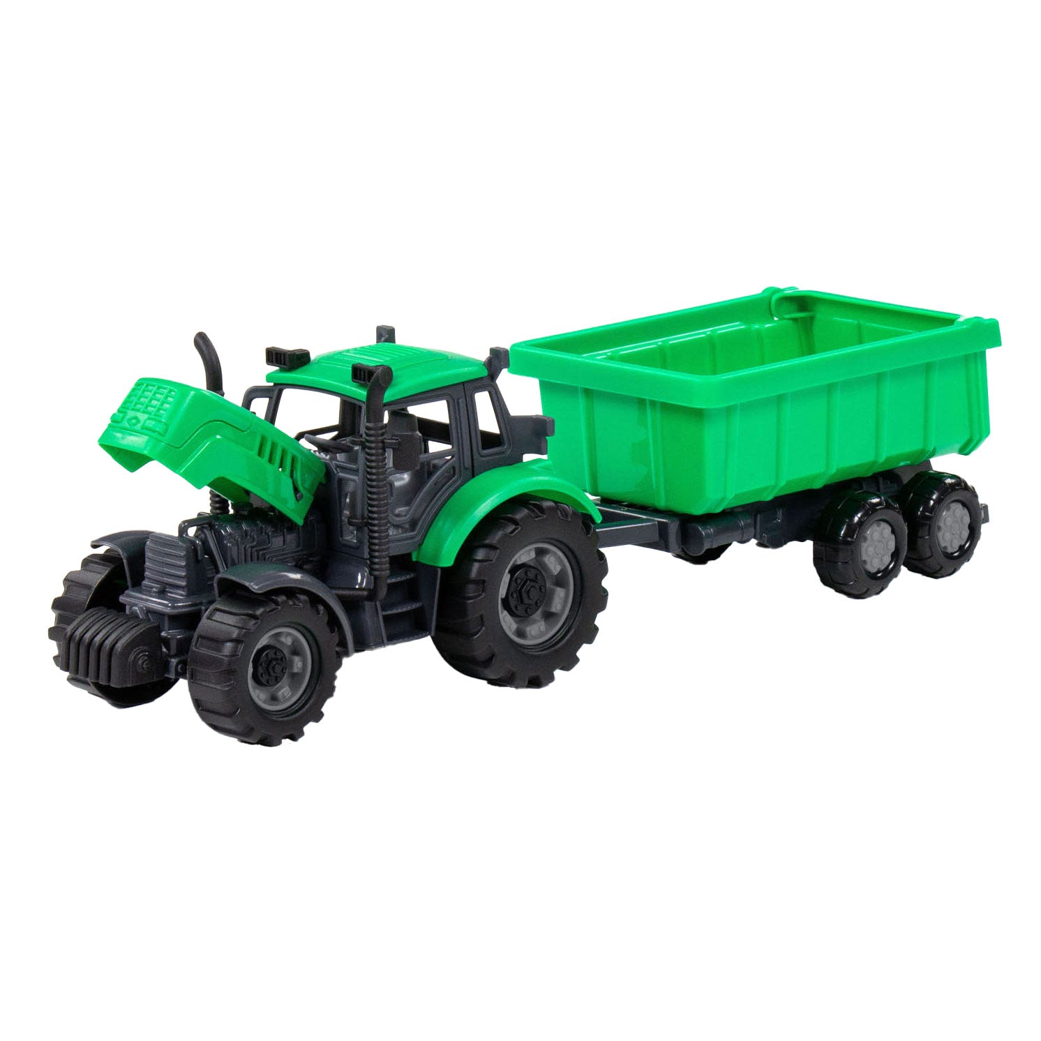 Cavallino tractor met kiepwagen aanhangwagen groen, schaal 1:32