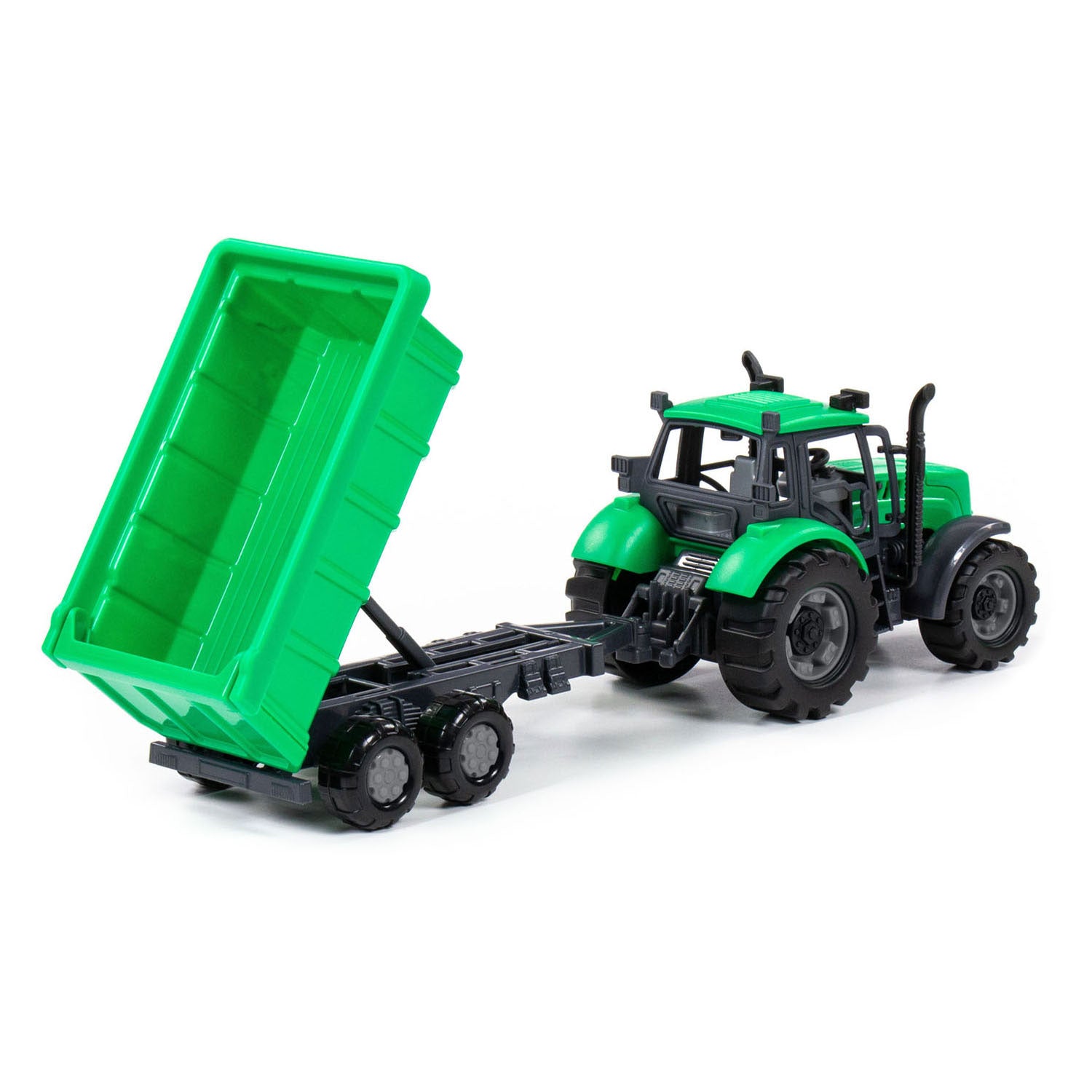 Cavallino tractor met kiepwagen aanhangwagen groen, schaal 1:32