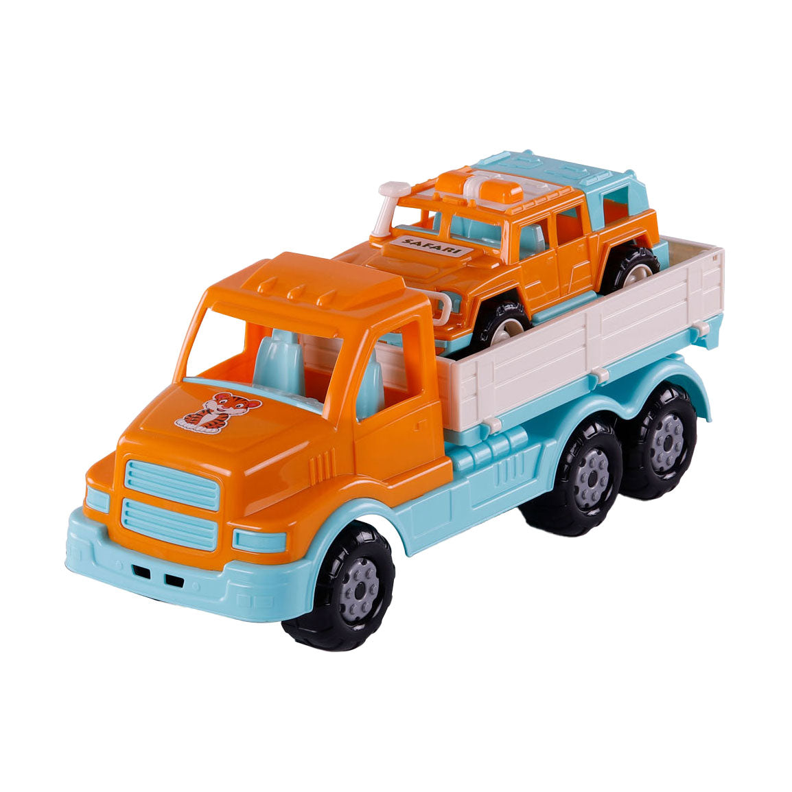 Cavallino xl torpedovrachtwagen met survival jeep oranje, 44,5cm