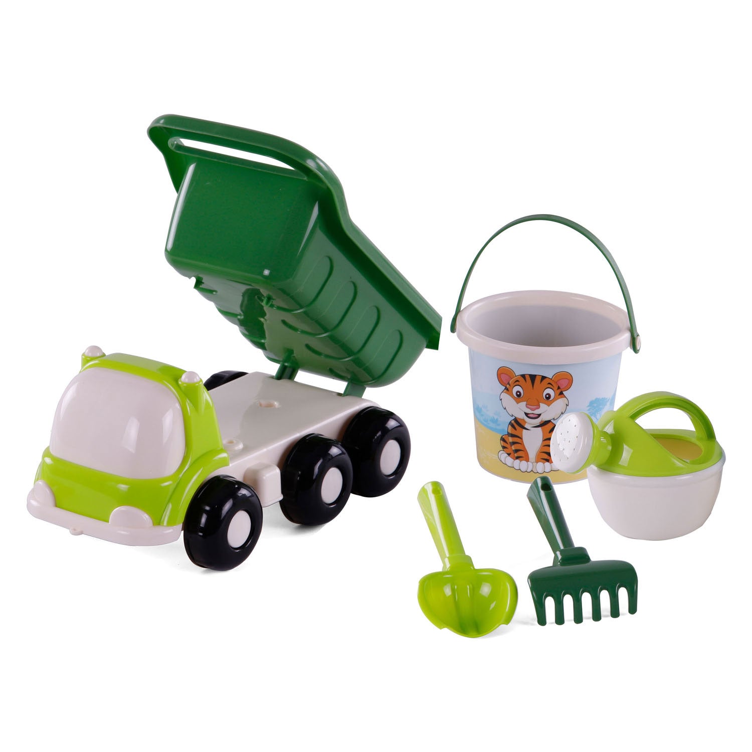 Cavallino strandkiepwagen met emmerset groen, 5dlg.