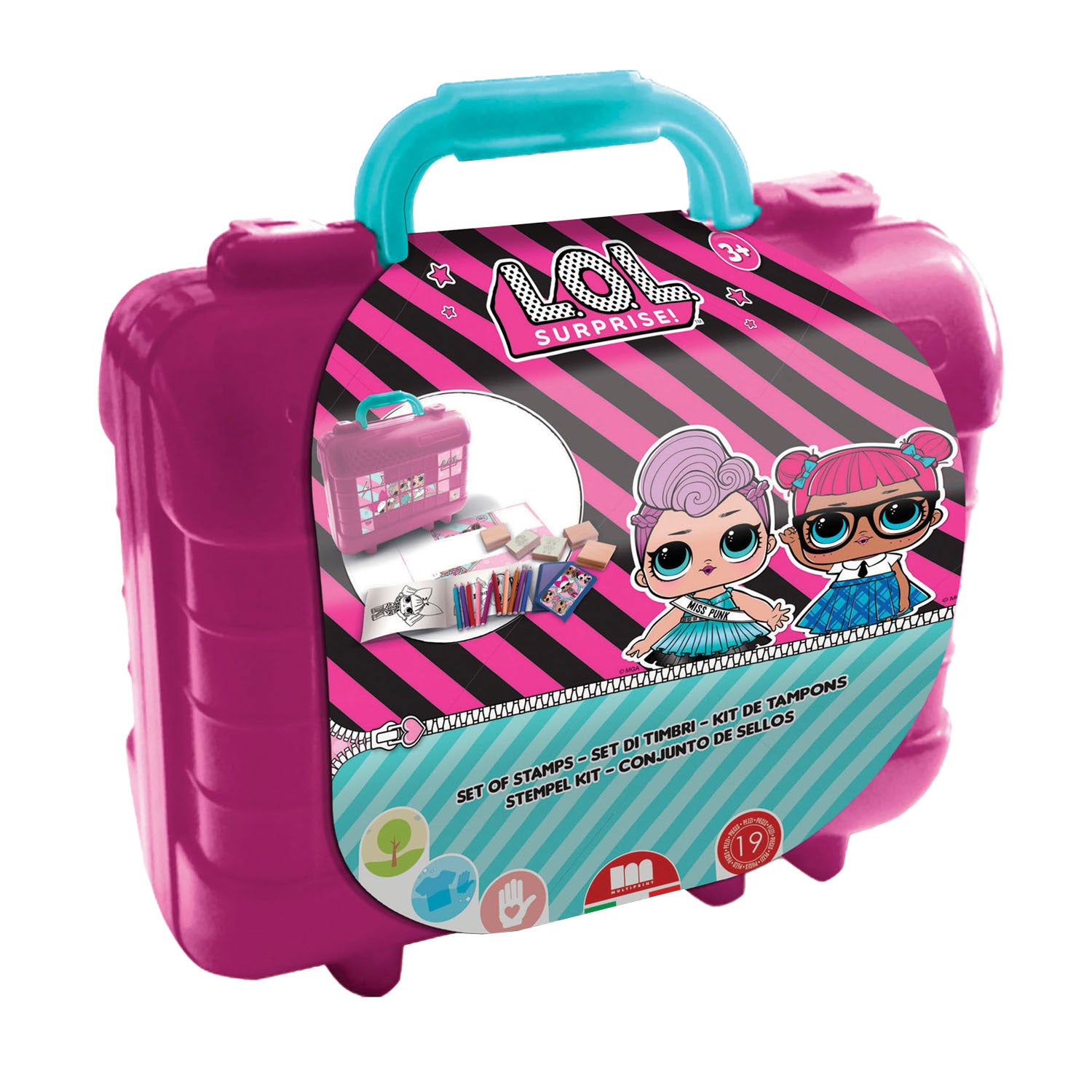 Multiprint lol verrassing reis stempel- en kleurkoffer