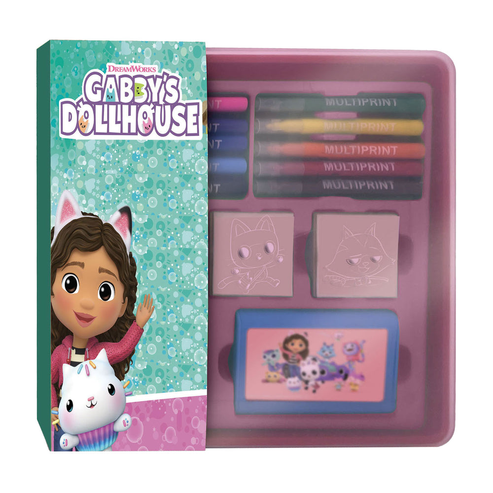 Multiprint gabby's poppenhuis stempels en viltstiften set in opbergdoos