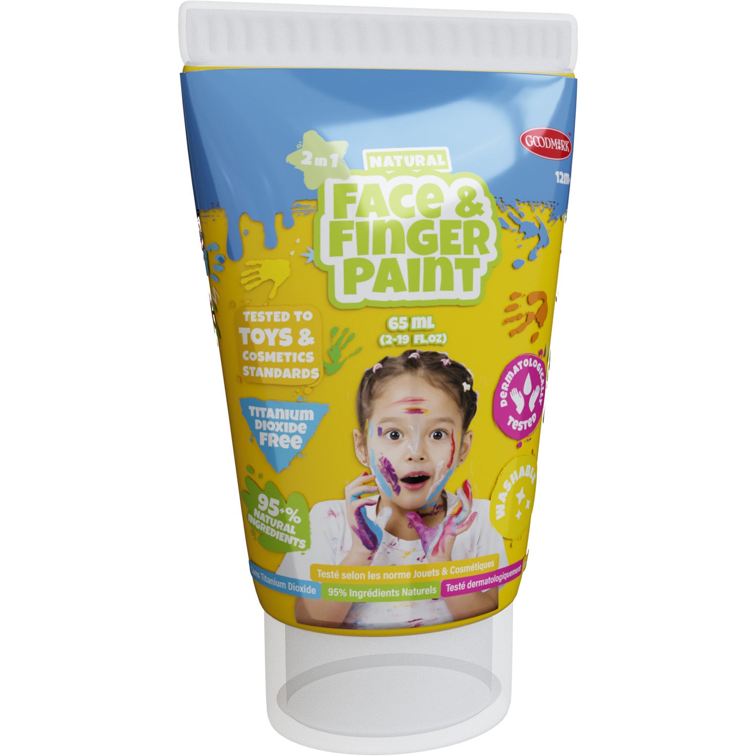 Boti natuurlijke gezichtsvingerverf tube - geel, 65ml