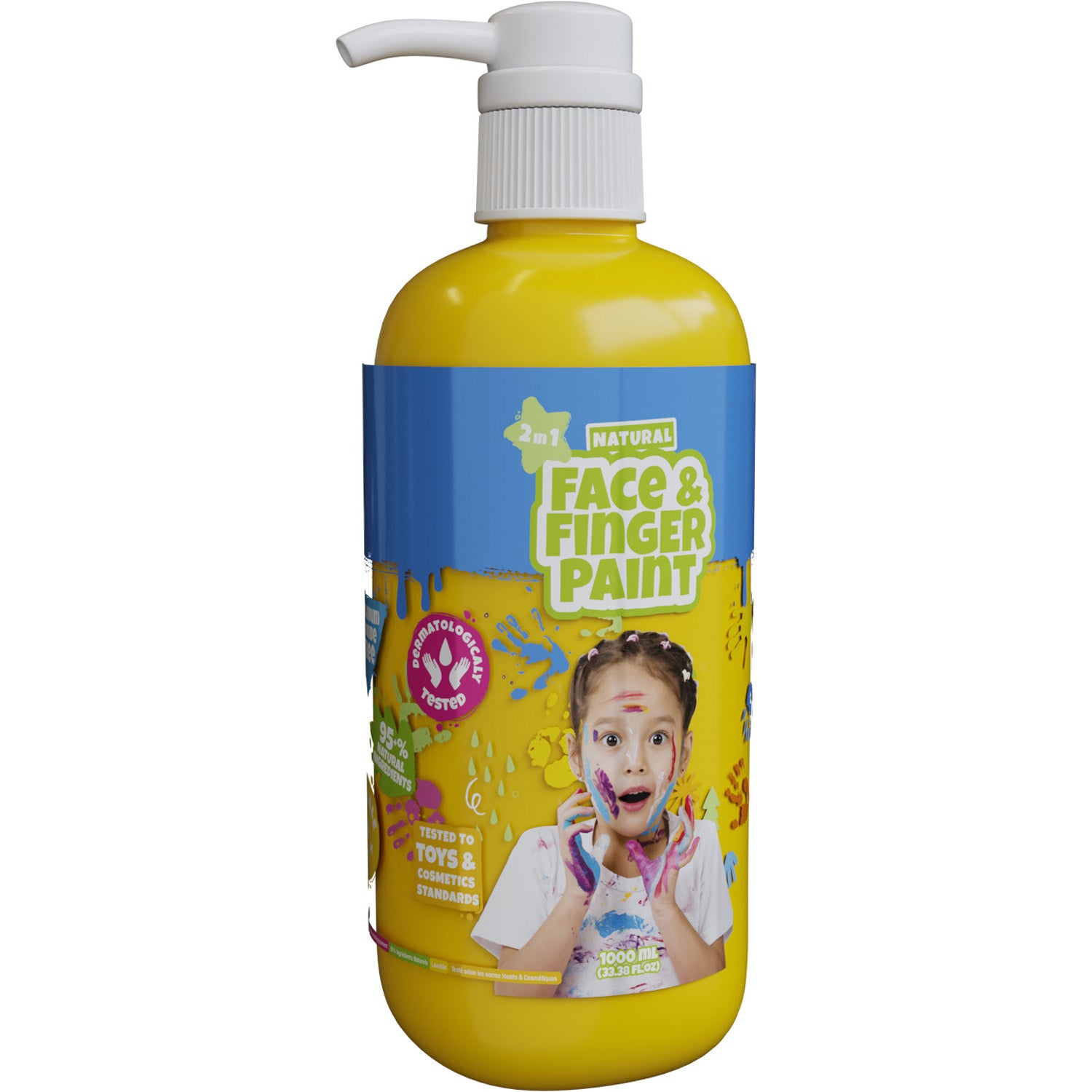 Boti natuurlijke vingerverf fles met pompje - geel, 1l