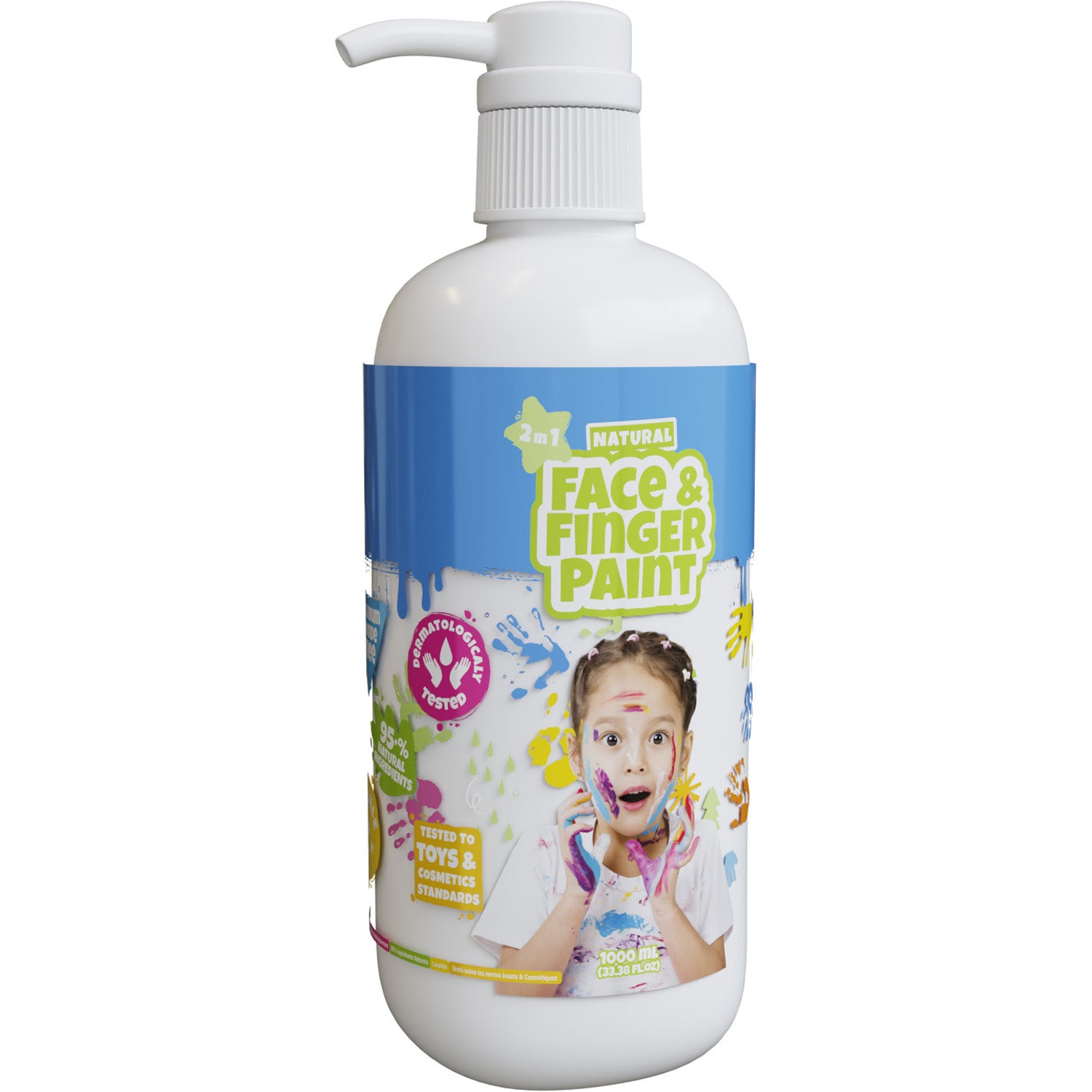 Boti natuurlijke vingerverf fles met pompje - wit, 1l