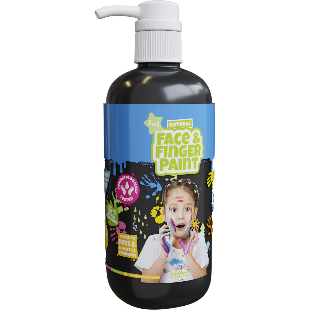 Boti natuurlijke vingerverf fles met pompje - zwart, 1l