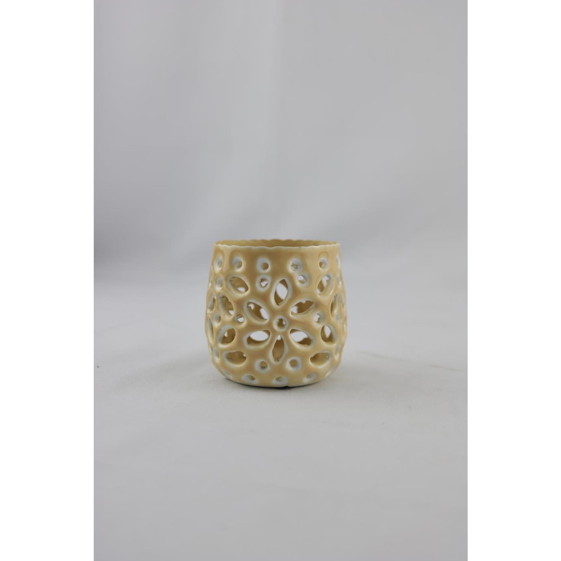 Mansion atmosphere hérault votive waxinelichthouder beige 8x8x7cm