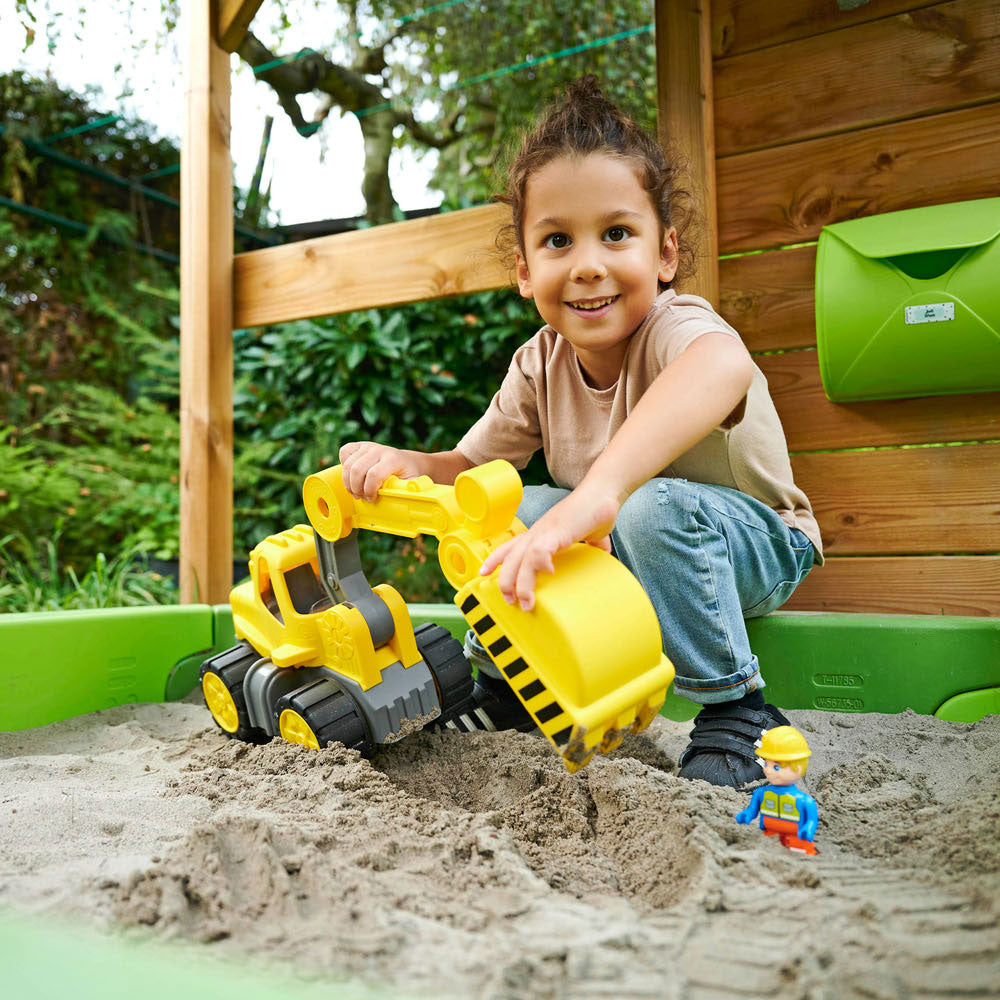 Grote krachtwerker midi-graafmachine met figuur