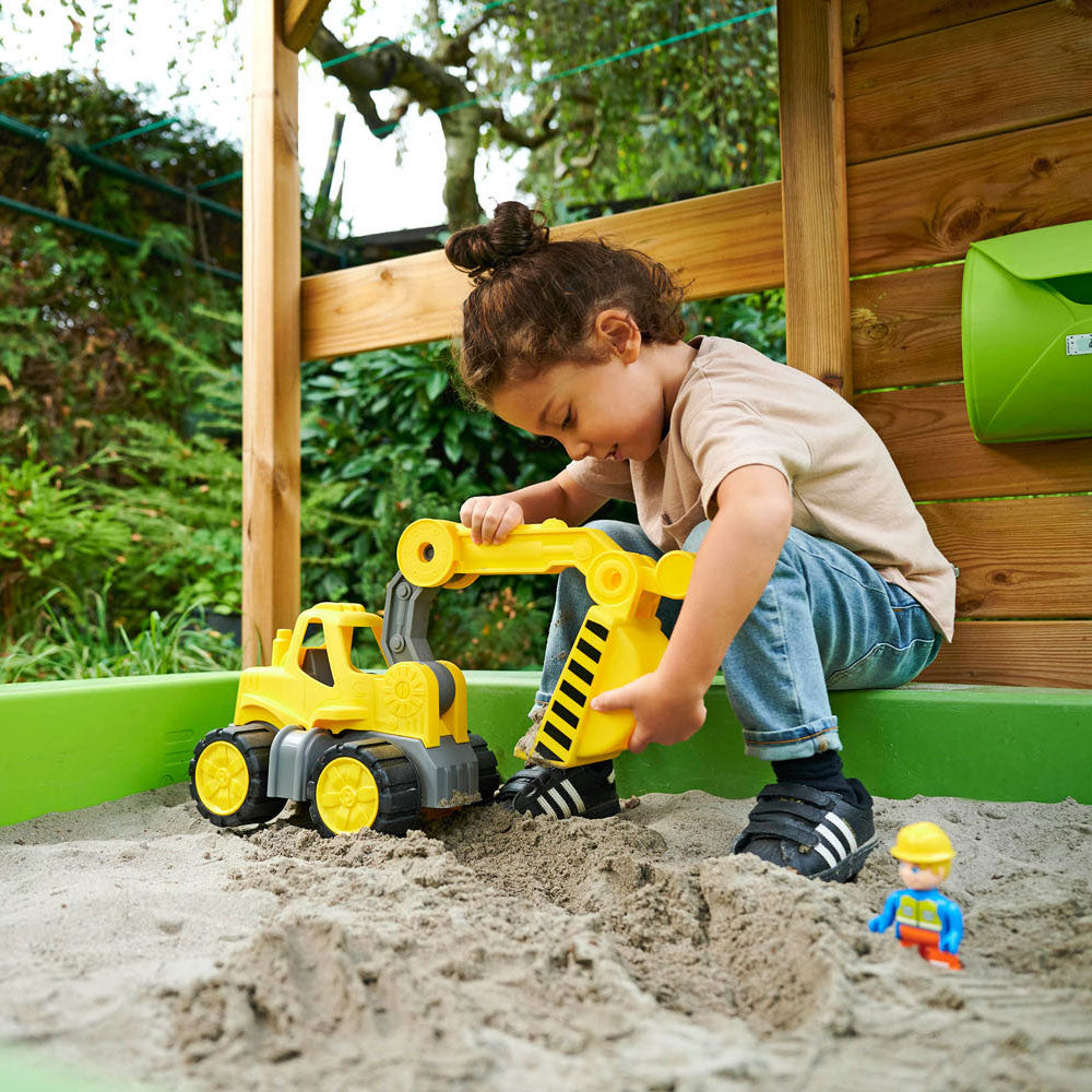 Grote krachtwerker midi-graafmachine met figuur