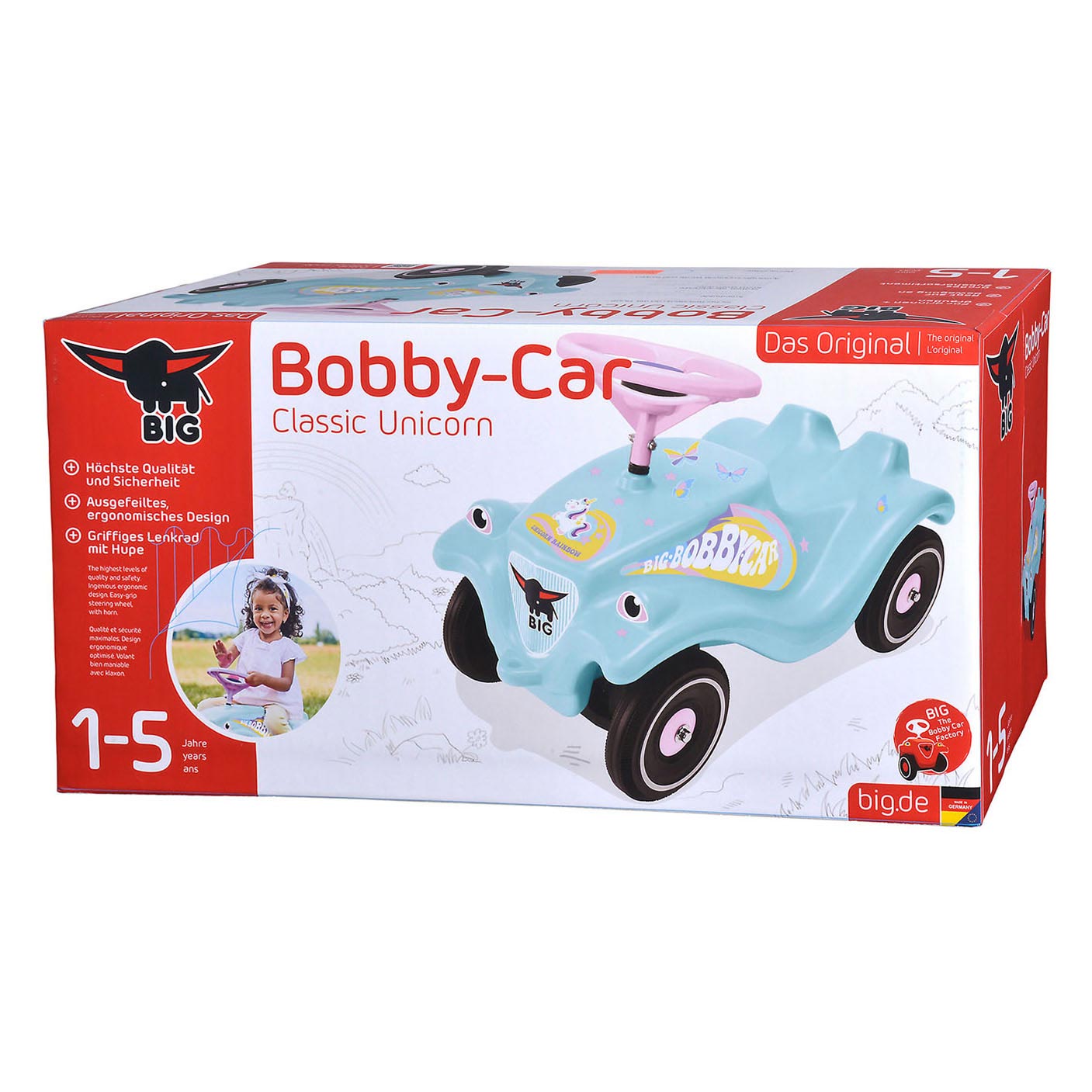 Grote bobbycar klassieke eenhoorn loopauto