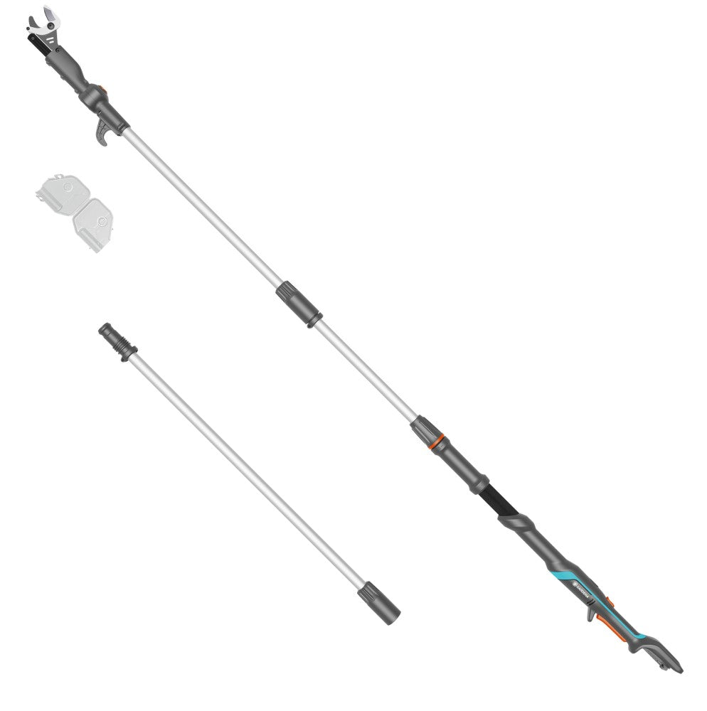 Gardena accu-telescooptakkenschaar highcut 360 18v p4a solo boomschaar (donkergrijs turquoise, accu en oplader niet inbegrepen, power for all alliance)