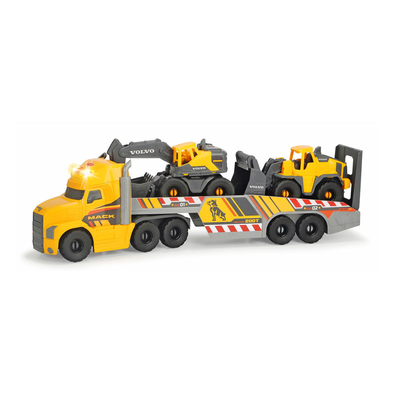 Dickie mack volvo transporter met werkvoertuigen
