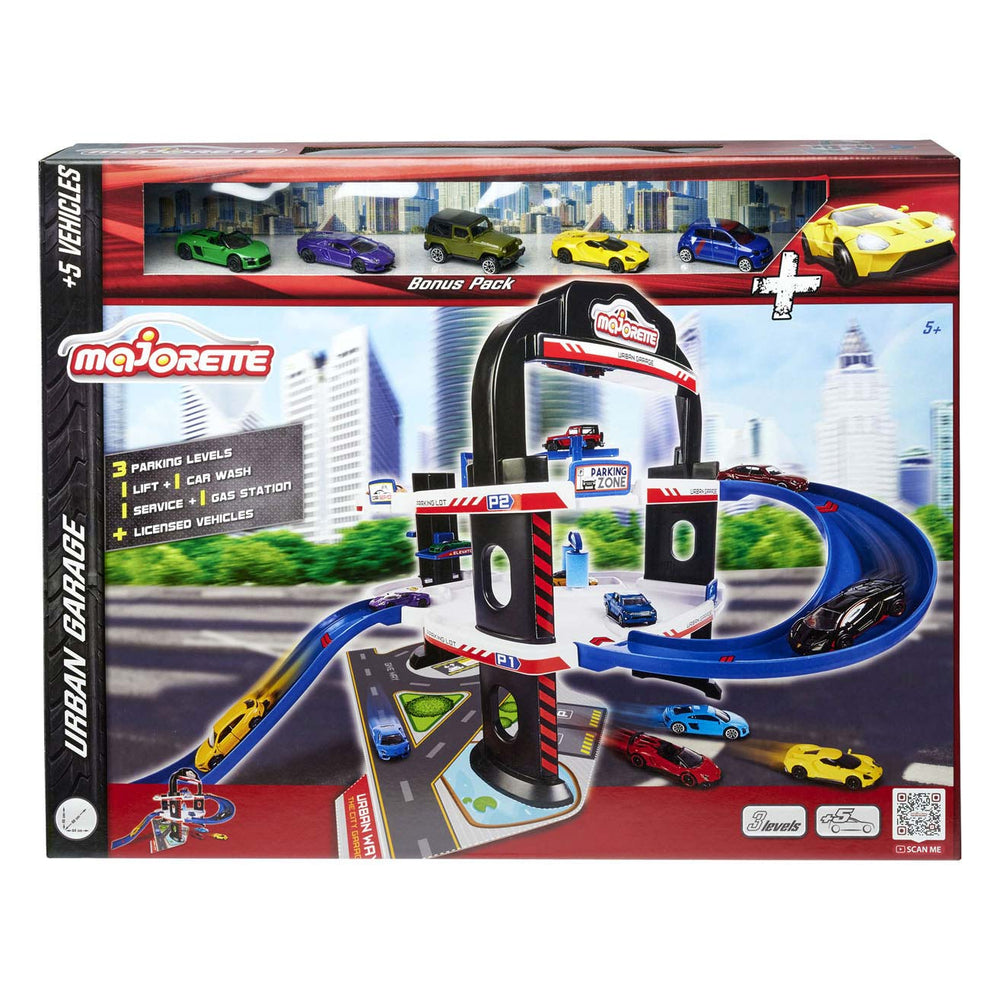 Majorette stadsgarage met 5 auto's