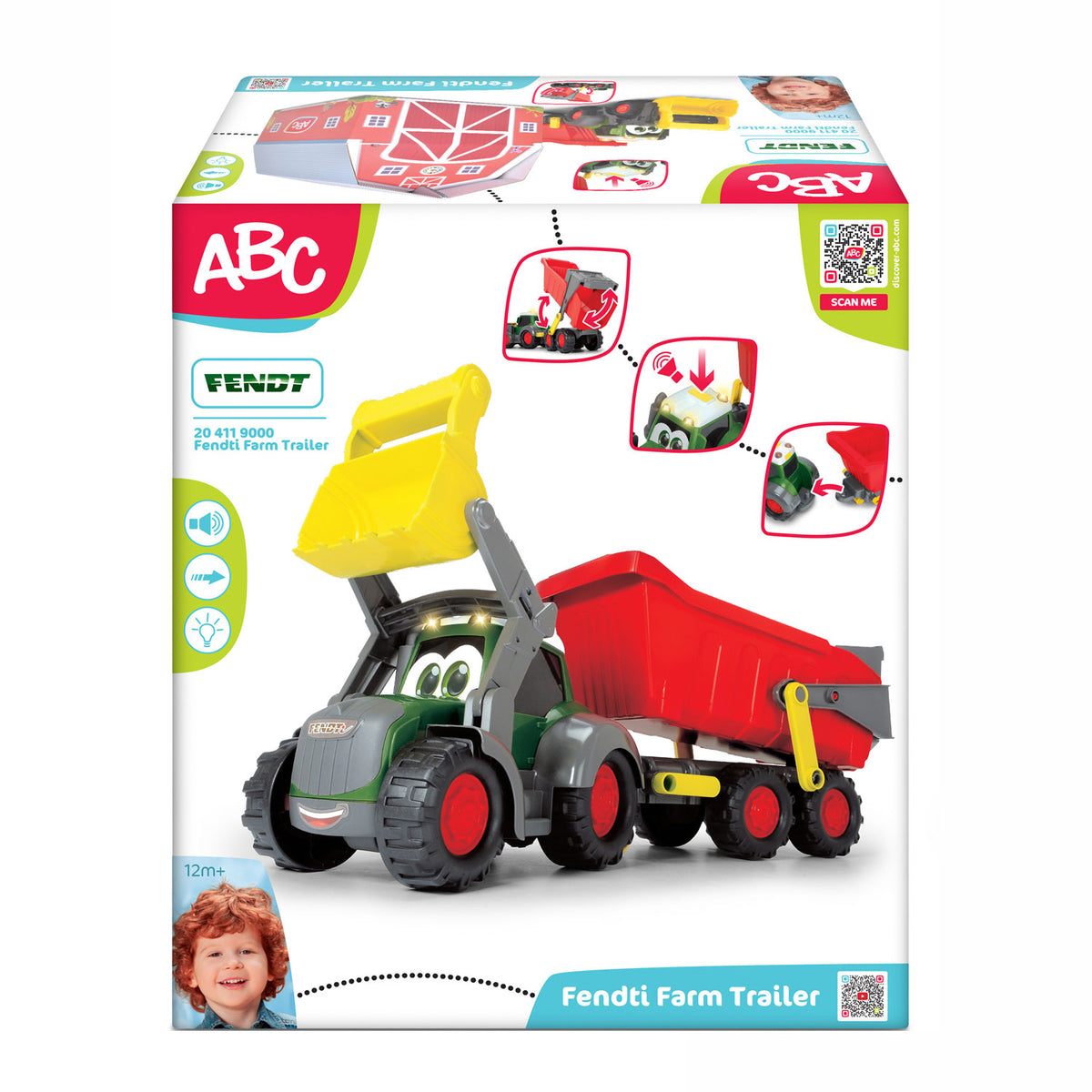 Dickie toys abc fendti farm trailer 65 cm -licht geluid - speelgoedvoertuig