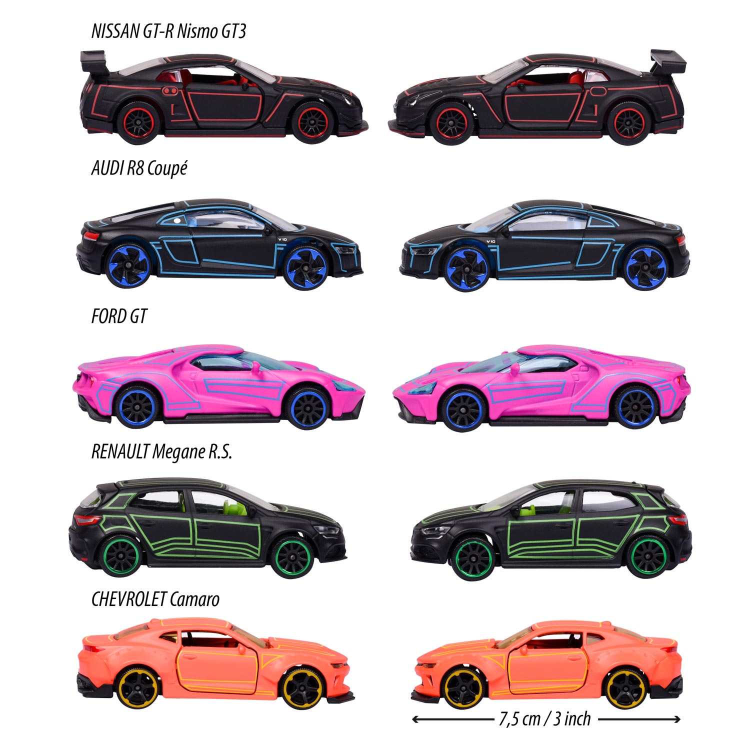 Majorette Light Racers Auto's Geschenkpakket, 5st.