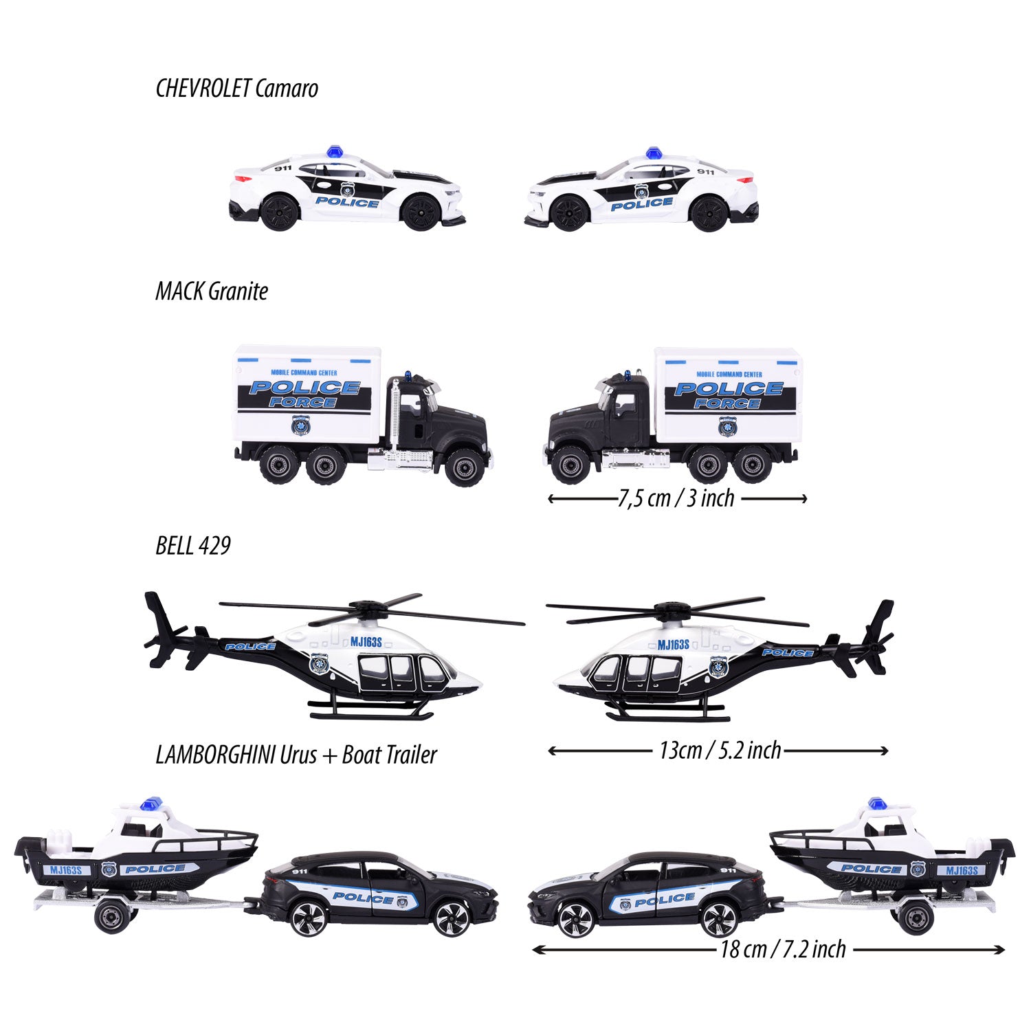 Majorette Police Force Auto's geschenkverpakking, 4st.