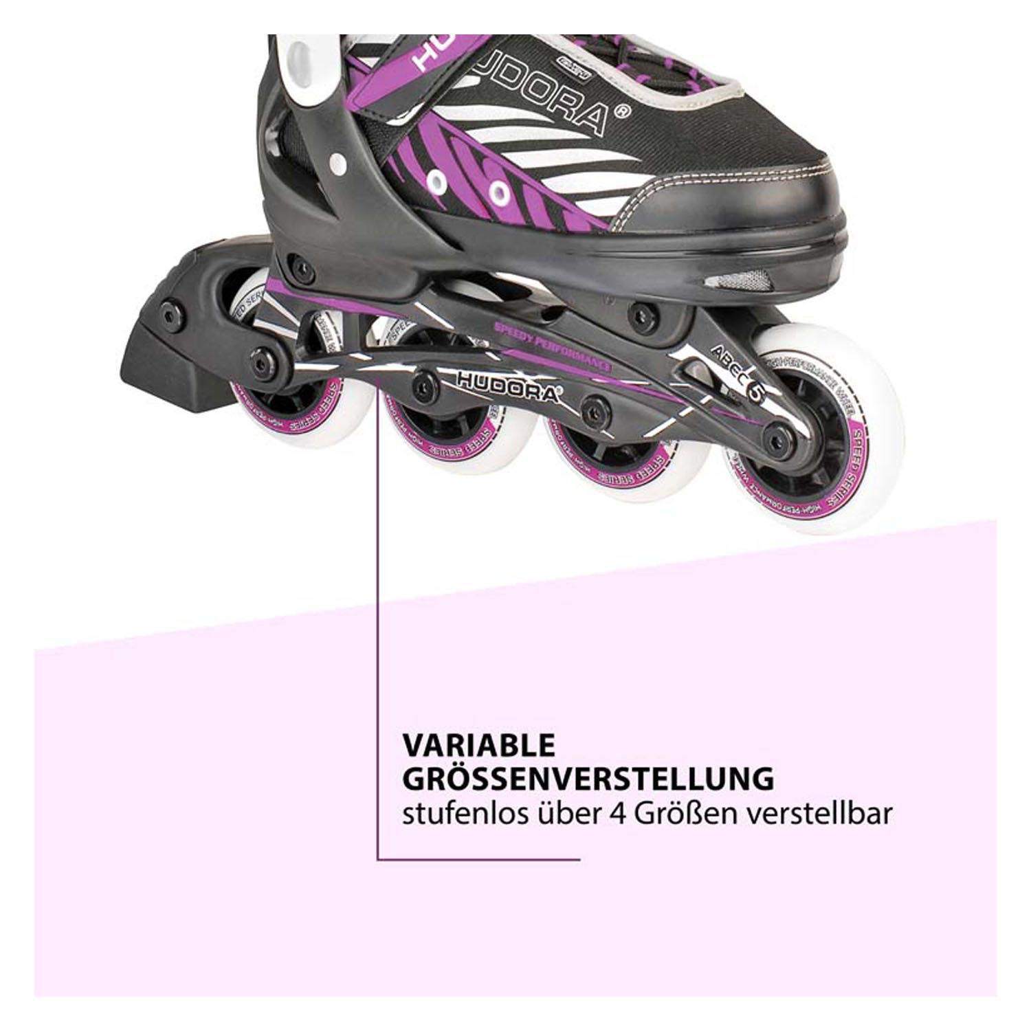 Hudora inlineskates 29-32 zwart roze