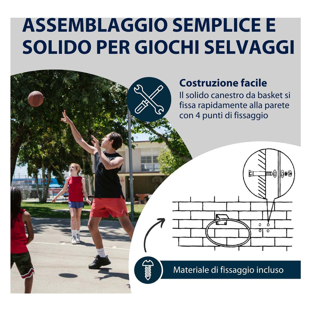 Hudora basketbalring metaal met netje