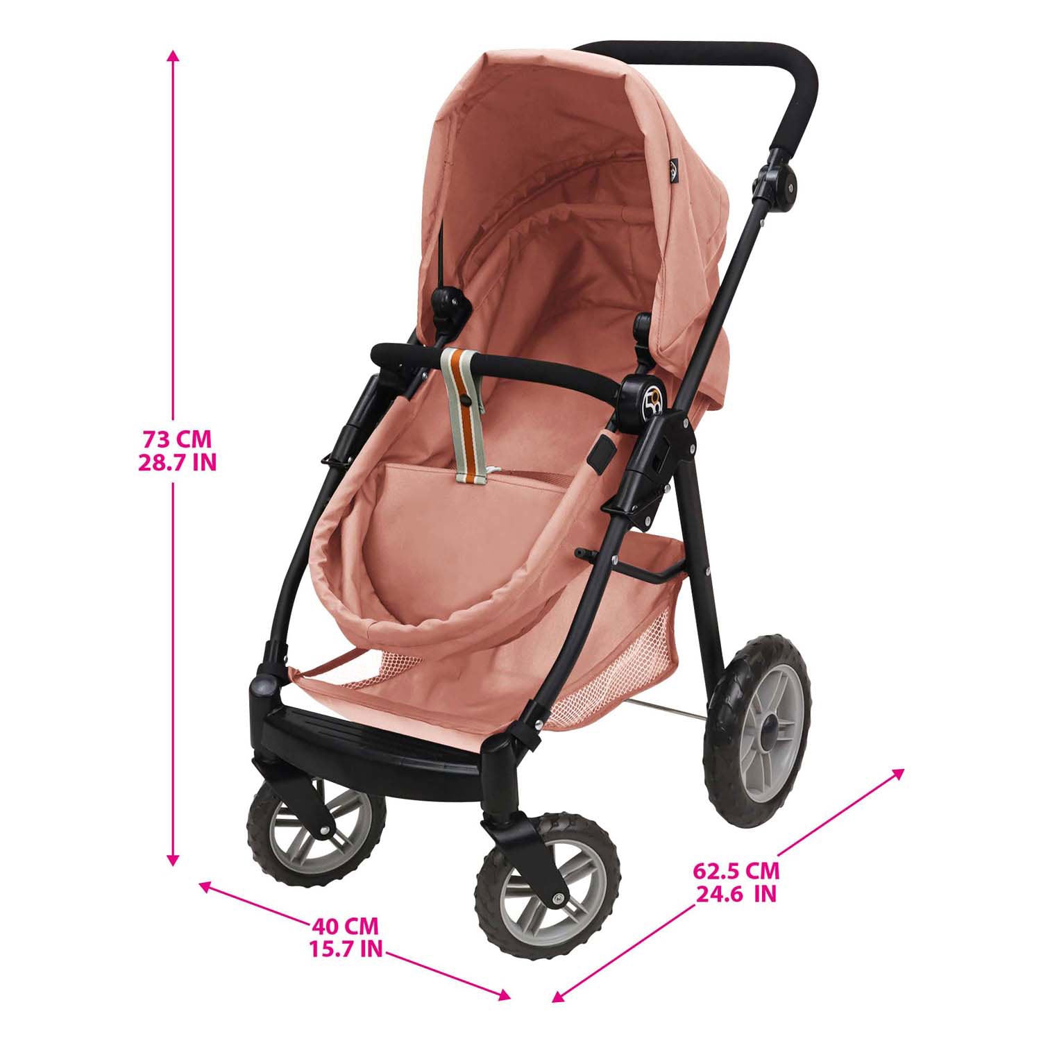 2-in-1 poppenwagen - roze