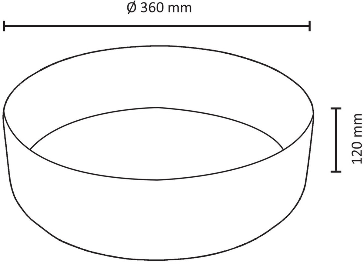 Differnz mira waskom - rond model - gemaakt van keramiek - geschikt voor opbouwmontage - diameter 35.5 cm - hoogte 12 cm - zonder overloop - modern design - geschikt voor de badkamer - kleur zwart
