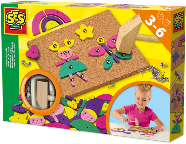 Ses creative - hamertje tik - trendy - montessori speelgoed - vrolijke kleuren - veilige spijkertjes - knutselen