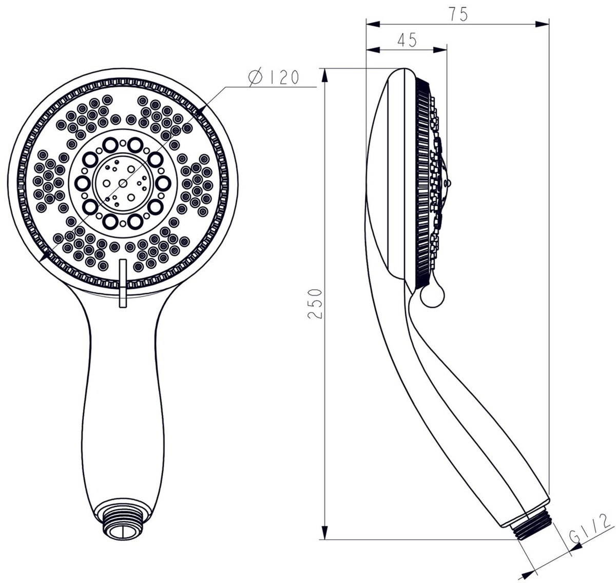 Differnz handdouche - 5 straalstanden - waterbesparend - speedclean sproeigaten tegen kalkaanslag - inclusief 1,5 meter doucheslang - diameter 10 centimeter - kleur chroom