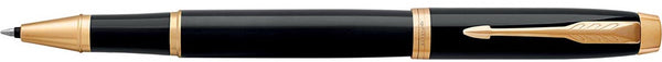 Parker im-rollerballpen | zwarte lak met gouden afwerking | fijne penpunt | zwarte inkt | geschenkverpakking