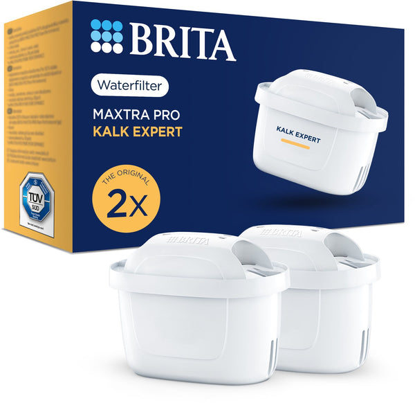 Brita waterfilterpatroon maxtra pro kalk expert - 2 stuks - originele waterfilter voor alle kannen voor bescherming van apparaten bij hard water - filtert o.a. kalk, onzuiverheden, chloor en metalen