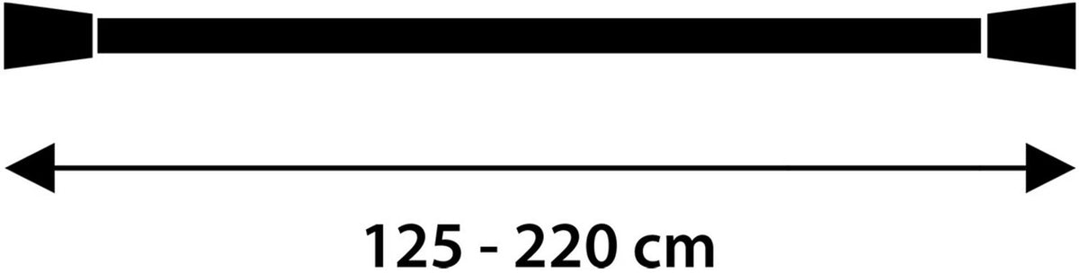 Differnz round douchestang - uitschuifbaar 125 x 220 cm - monteren zonder boren - klemmen tussen wand en plafond - belastbaar tot 40 kg - aluminium - kleur chroom