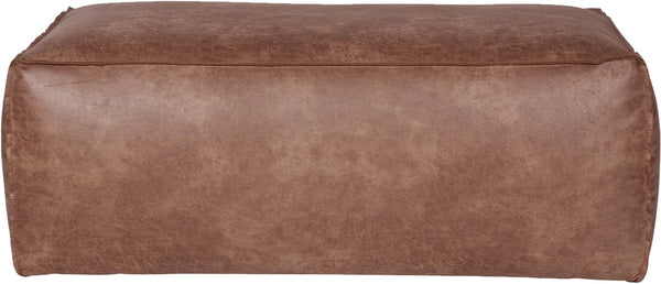 Woood rodeo poef - recycle leer - cognac - 43x120x60