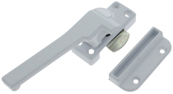 Starx raamsluiting met nok en knop - links - wit - met sluitplaat - voor draai-, kiep- en uitzetramen naar buiten draaiend - ventilatienok - knopslot - aluminium - 4 x 4 x 15 cm