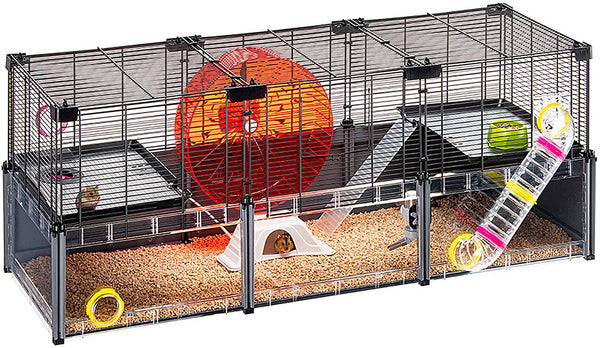 Ferplast grote hamsterkooi - metalen gaas - met accessoires - modulair - 107,5 x 37,5 x h 42 cm one size