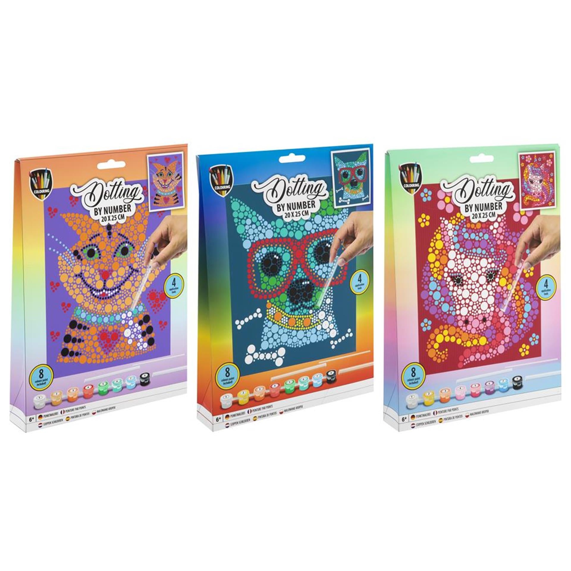 Creatieve knutselgroep stippen schilderen op nummer dier