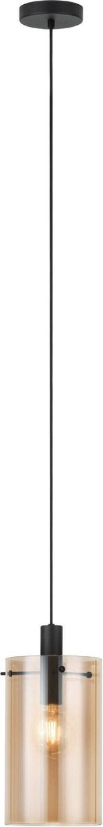 Eglo polverara hanglamp - 1 lichts - ø18 cm - e27 - glas - zwart
