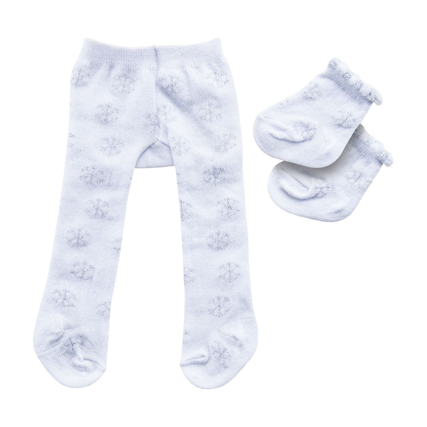 Heless poppenmaillot met sokken - sneeuwvlokken, 28-35 cm