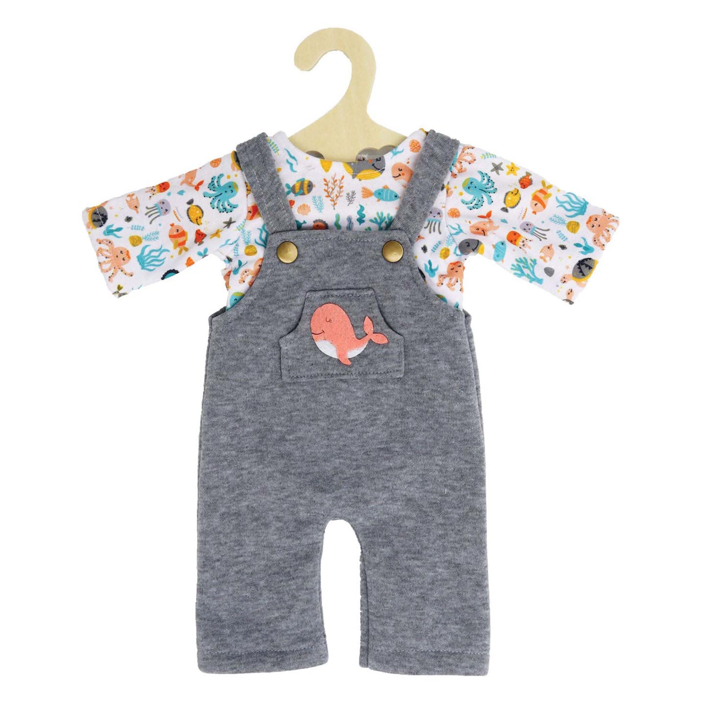 Heless poppentuinbroek met t-shirt walvis, 28-35 cm