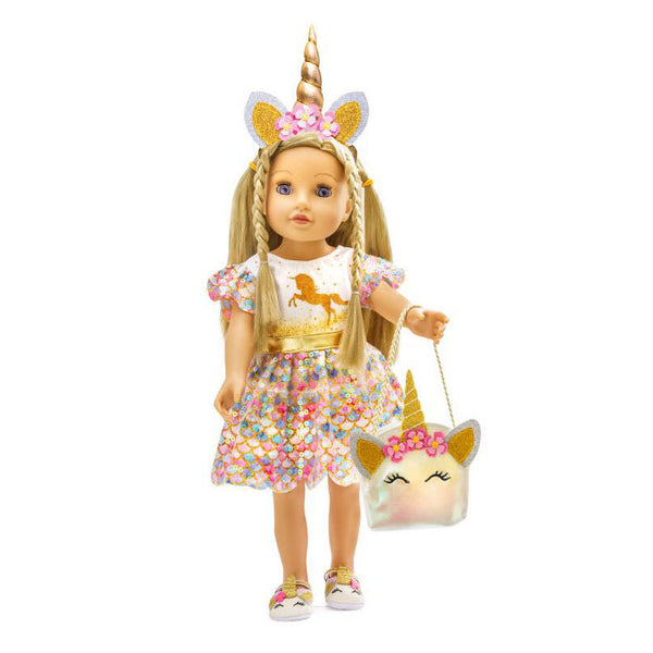 Heless poppen accessoires glitter eenhoorn set, 30-34 cm