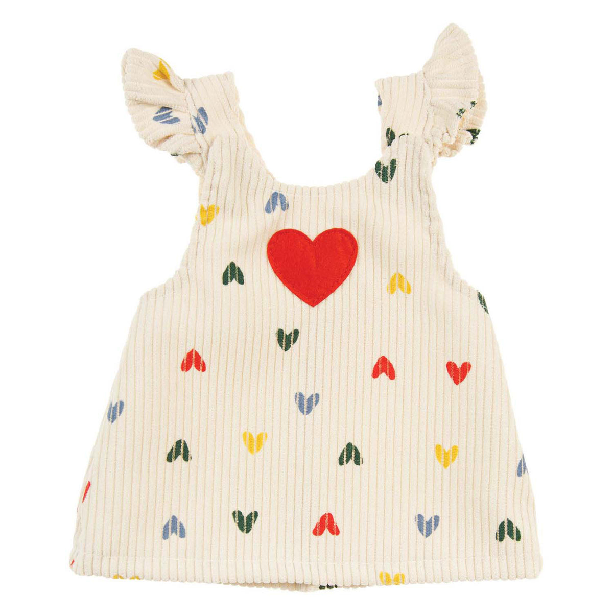 Heless poppen ribfluwelen jurk hartjesconfetti, 28-35 cm