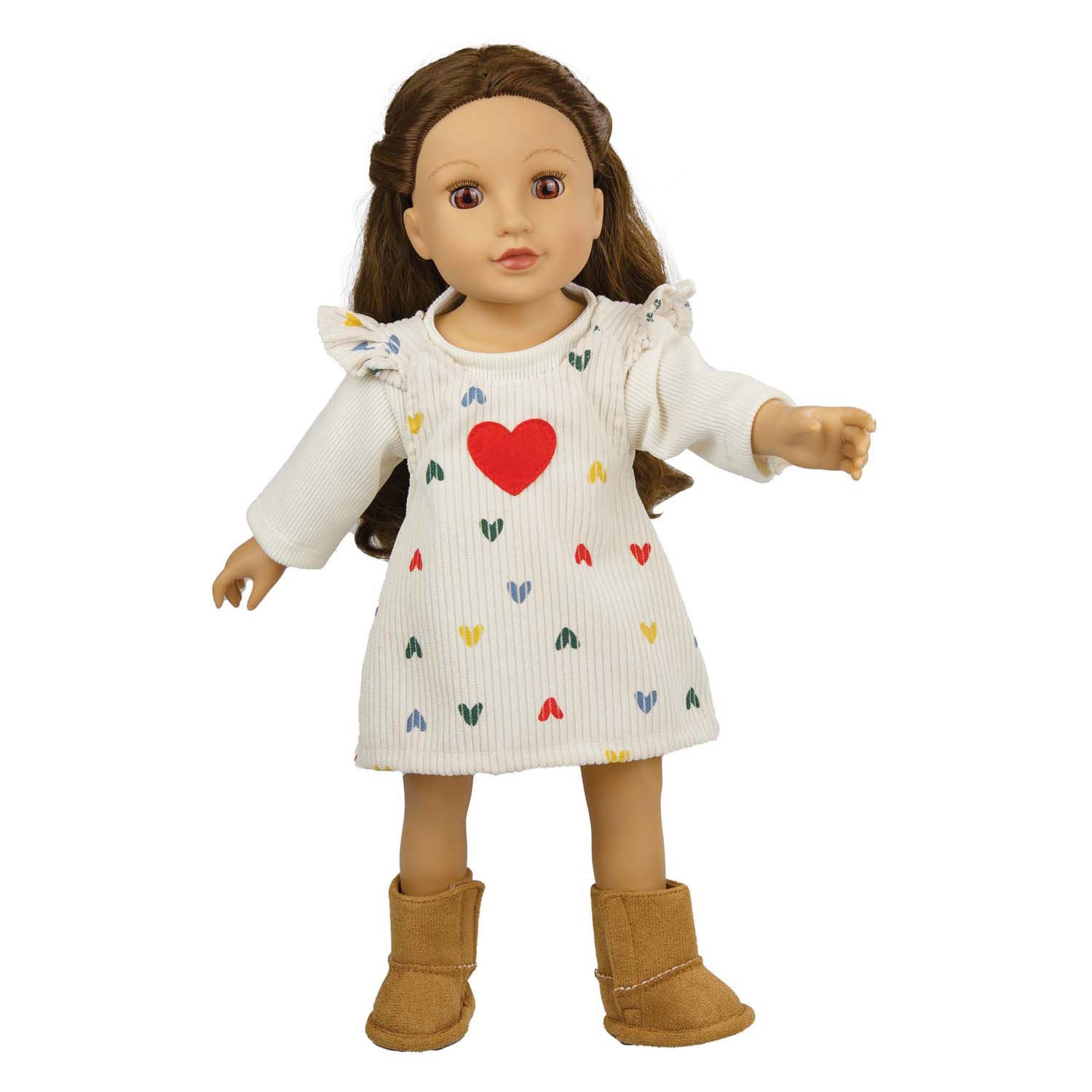 Heless poppen ribfluwelen jurk hartjesconfetti, 35-45 cm