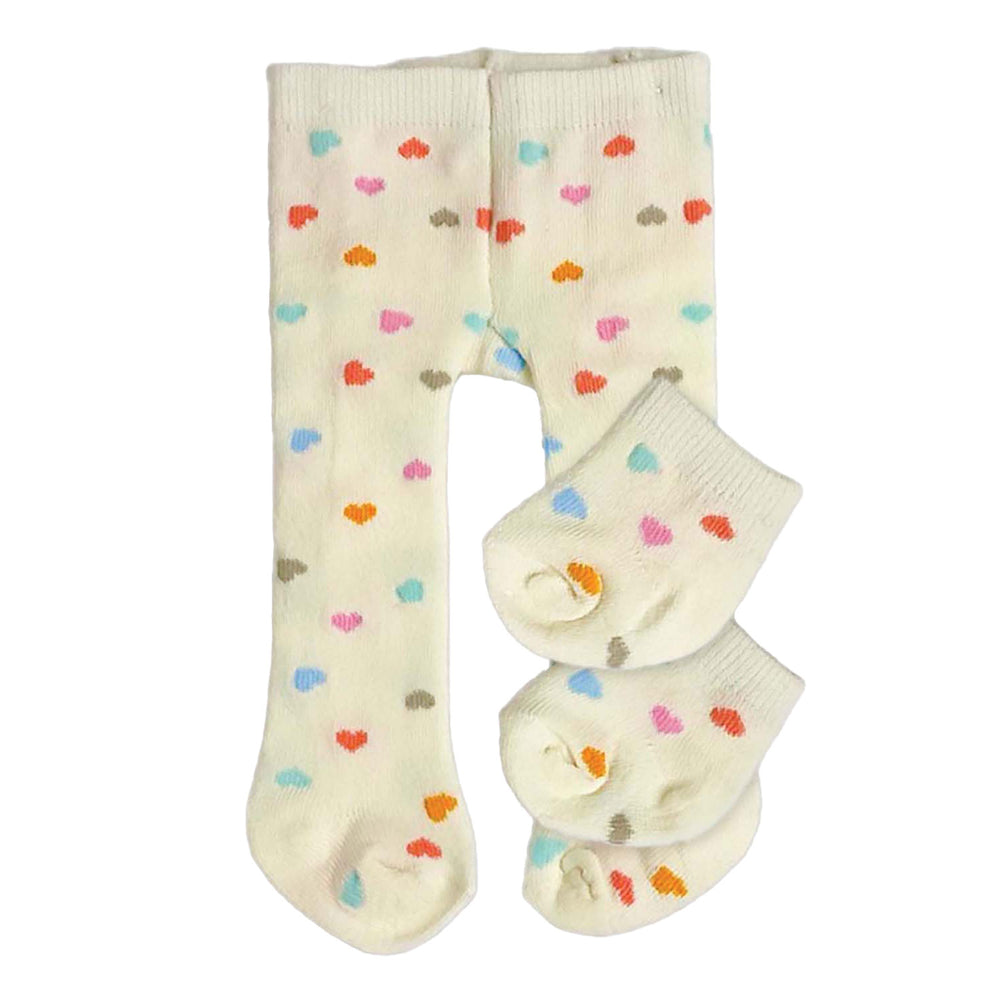 Heless poppen maillot met sokjes hartjesconfetti, 28-35 cm