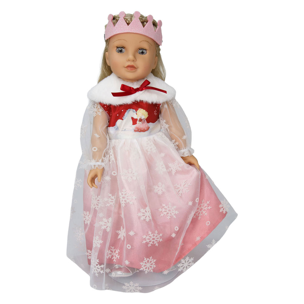Heless poppenjurk winterprinses lumi met kroon en cape - maat 35-45 cm