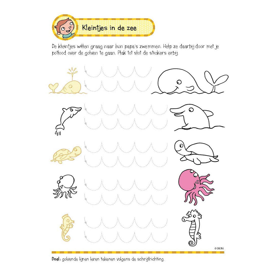 Deltas oefenboek met stickers - eerste schrijfspelletjes (5-6 jaar)