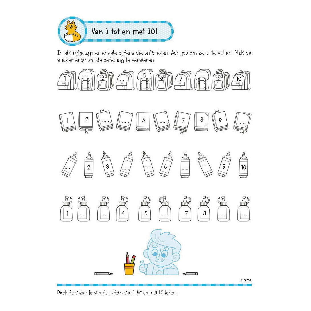 Deltas oefenboek met stickers- leuke reken
