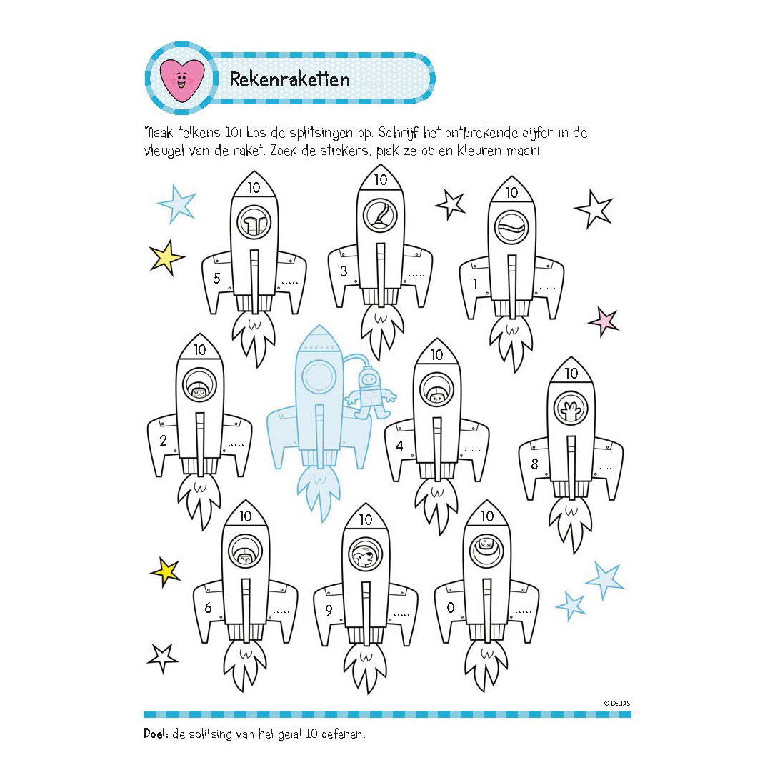 Deltas oefenboek met stickers- leuke reken