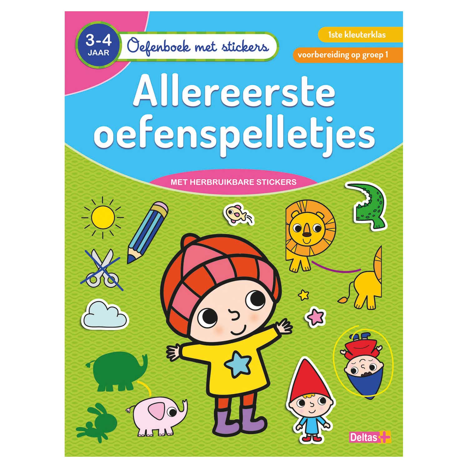 Deltas oefenboek met stickers - originele oefenspelletjes (3-4jr)